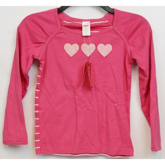NEW 2007 Gymboree Tres Chic T-Shirt 8 Hot Pink Hearts Stripes Sequins Applique - Picture 1 of 8
